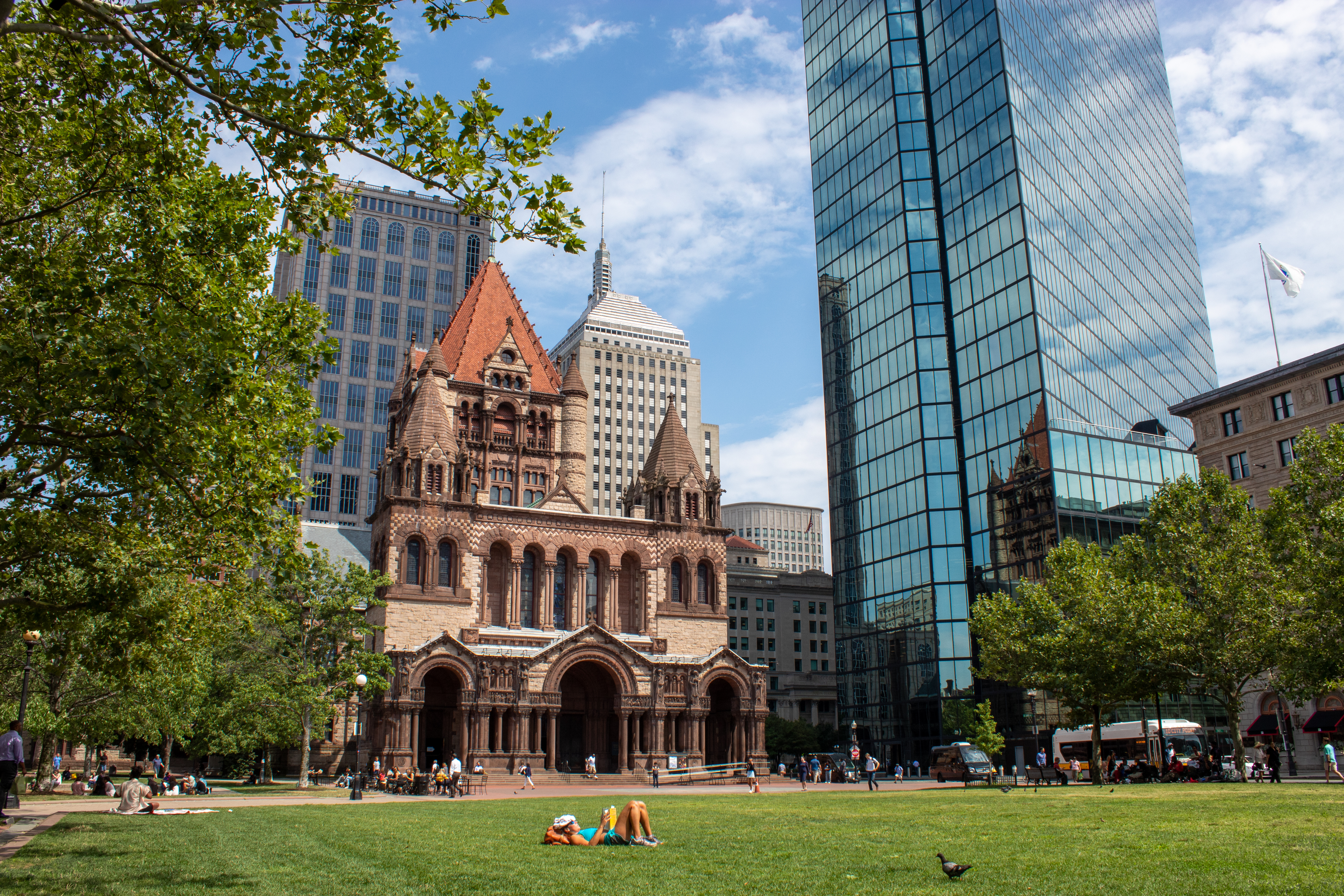 Trinity Church and the Hancock tower at Copley Square